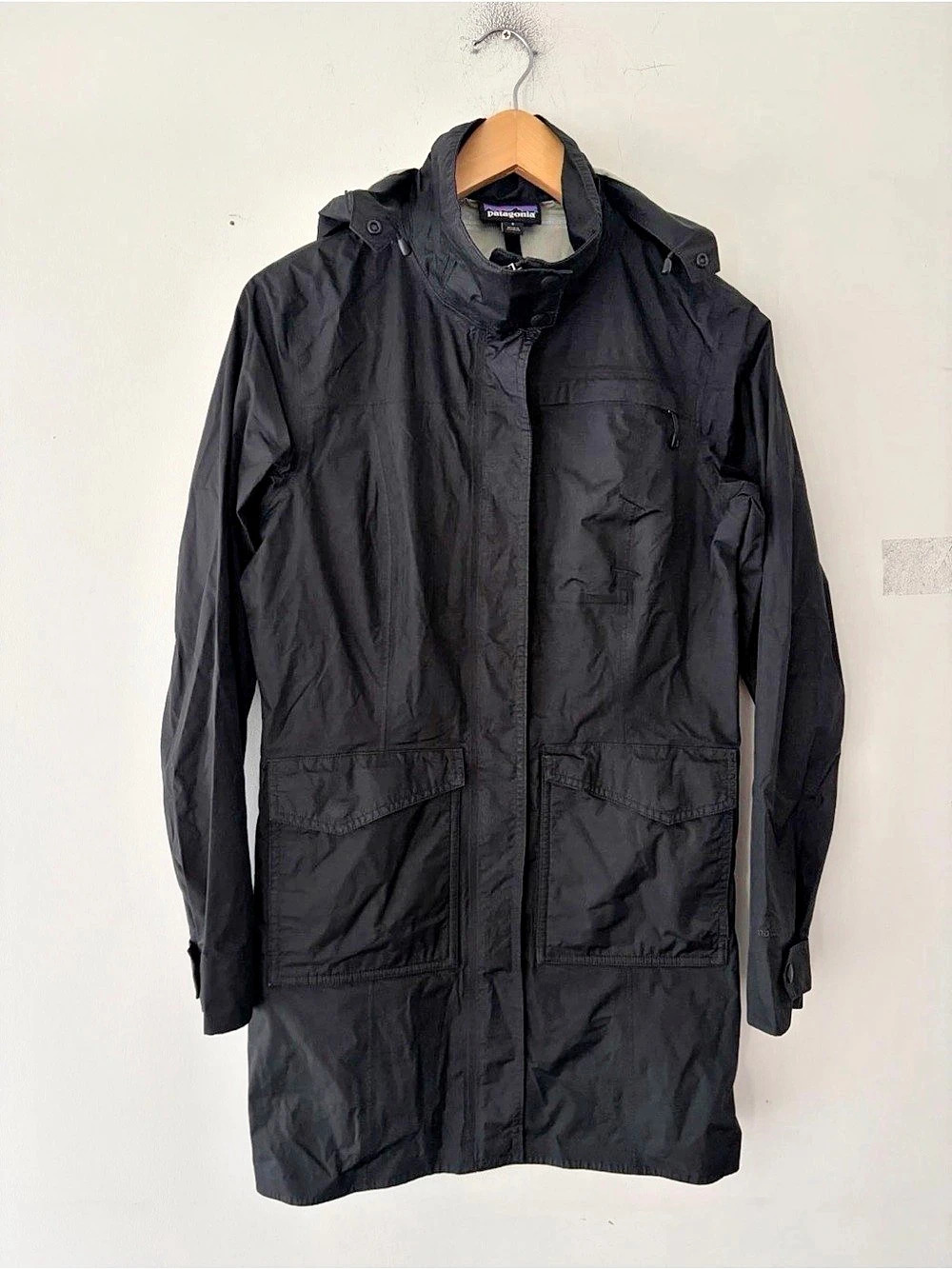 Patagonia Tres Trench Rain Jacket Women'Small Black & White Small